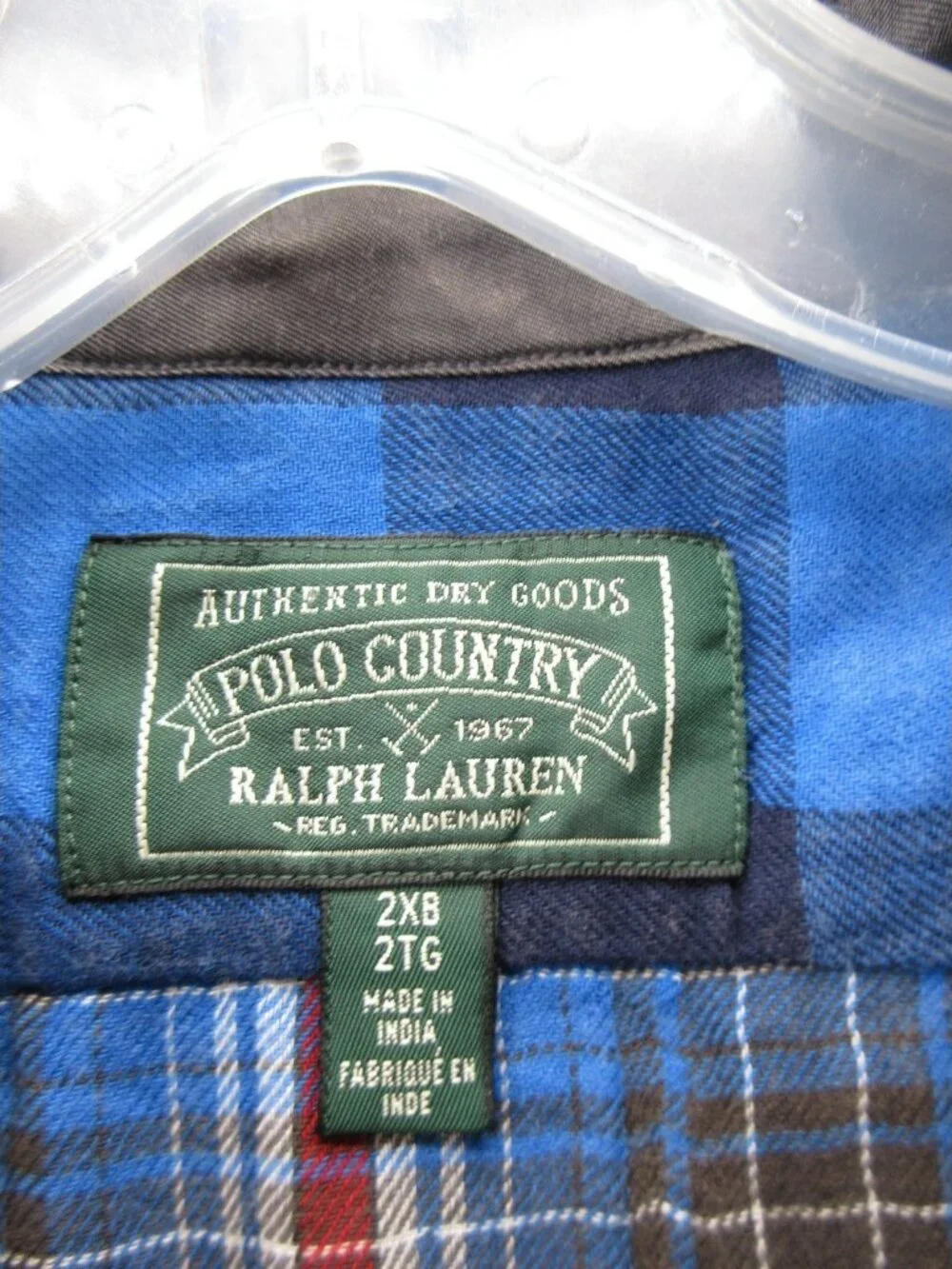 Polo Country Ralph Lauren Shirt 2XB Flannel Buffalo Plaid Tartan Lined